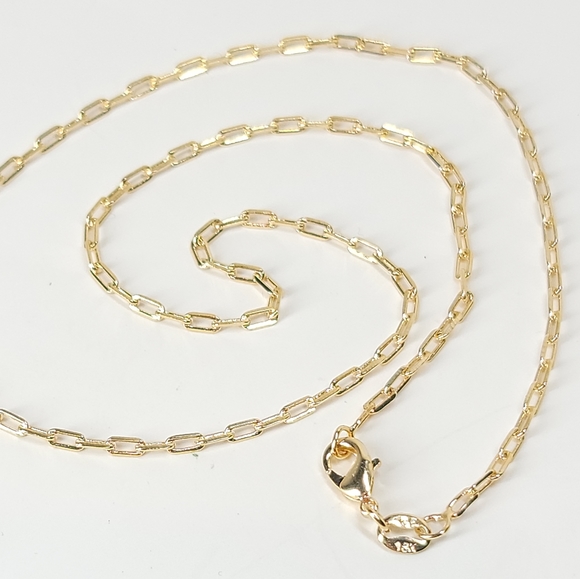 18K Gold Filled Dainty Paperclip Chain Necklace - Picture 3 of 8